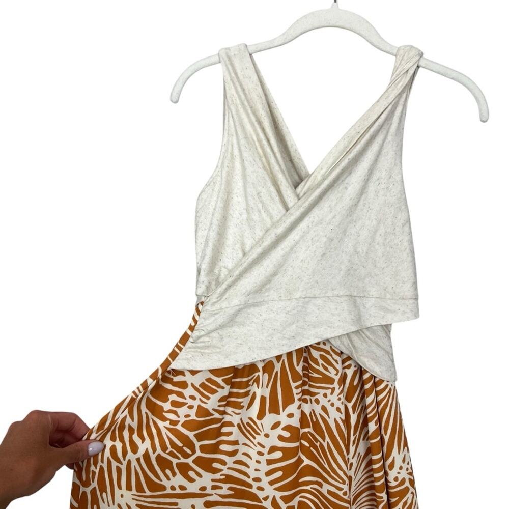 NWT anthro Amadi Lola Cross Wrap Dress sz M Cream Orange Nursing Tencil Linen - Picture 5 of 8